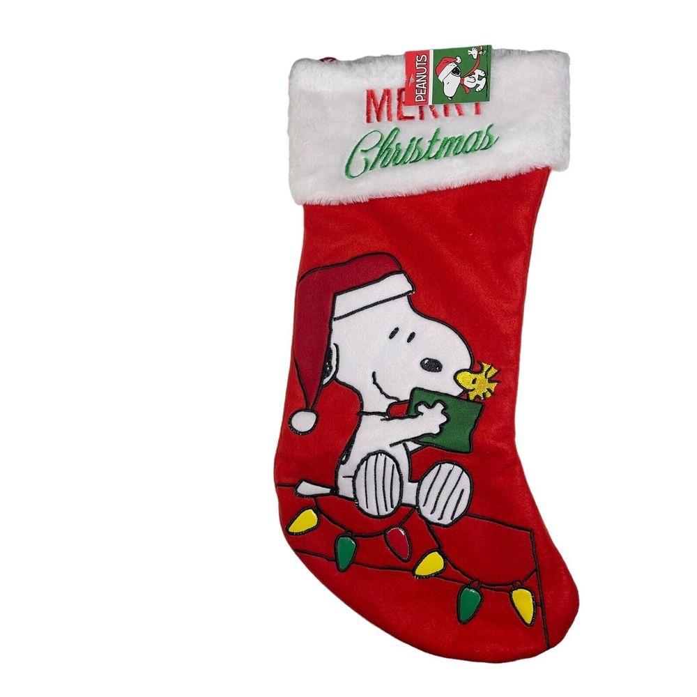 PEANUTS SNOOPY & WOODSTOCK with Lights Christmas Stocking by Kurt Adler NWT